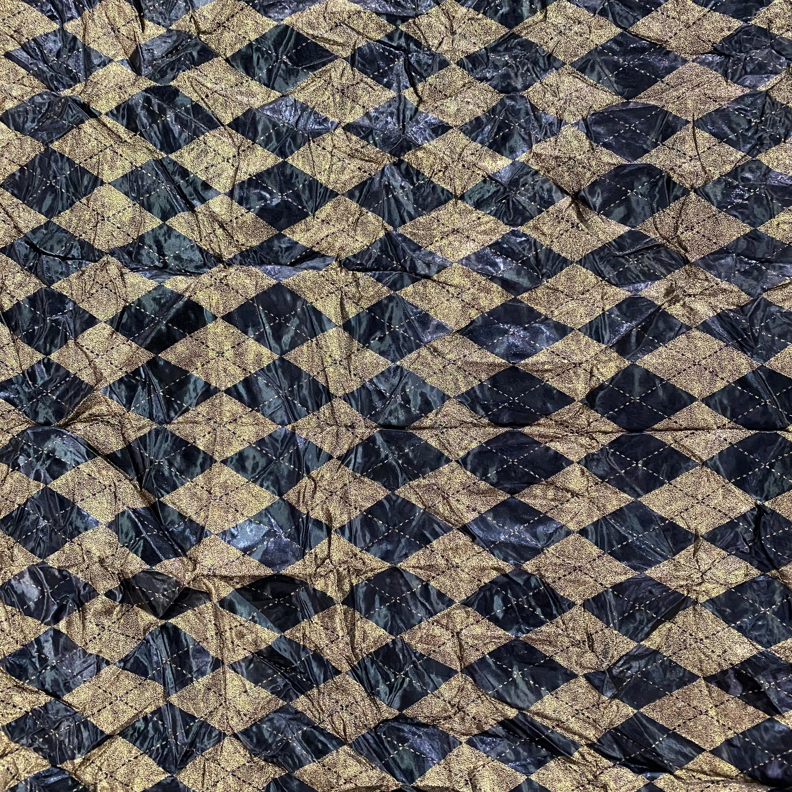 Metallic Foil Harlequin Argyle - Black / Gold
