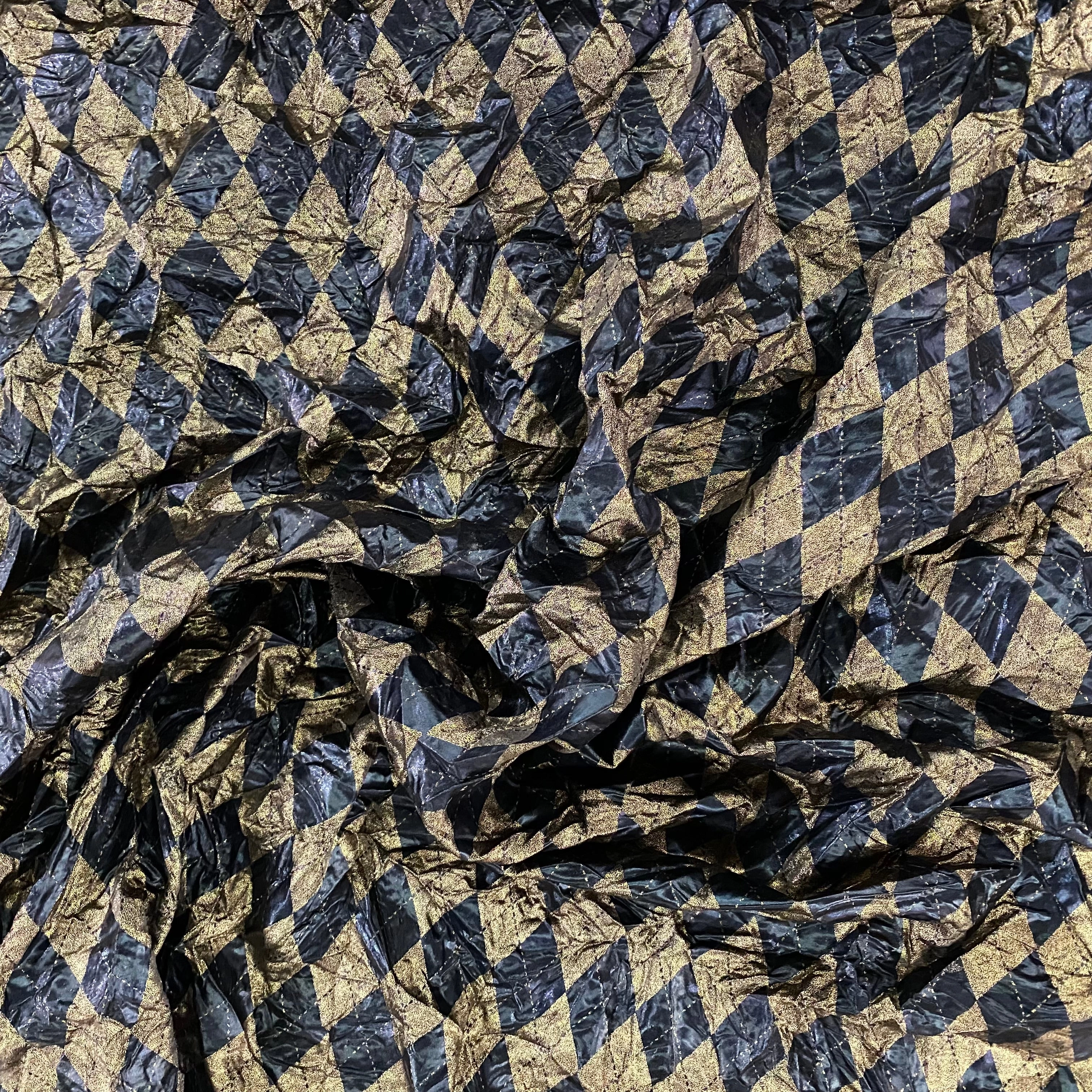 Metallic Foil Harlequin Argyle - Black / Gold