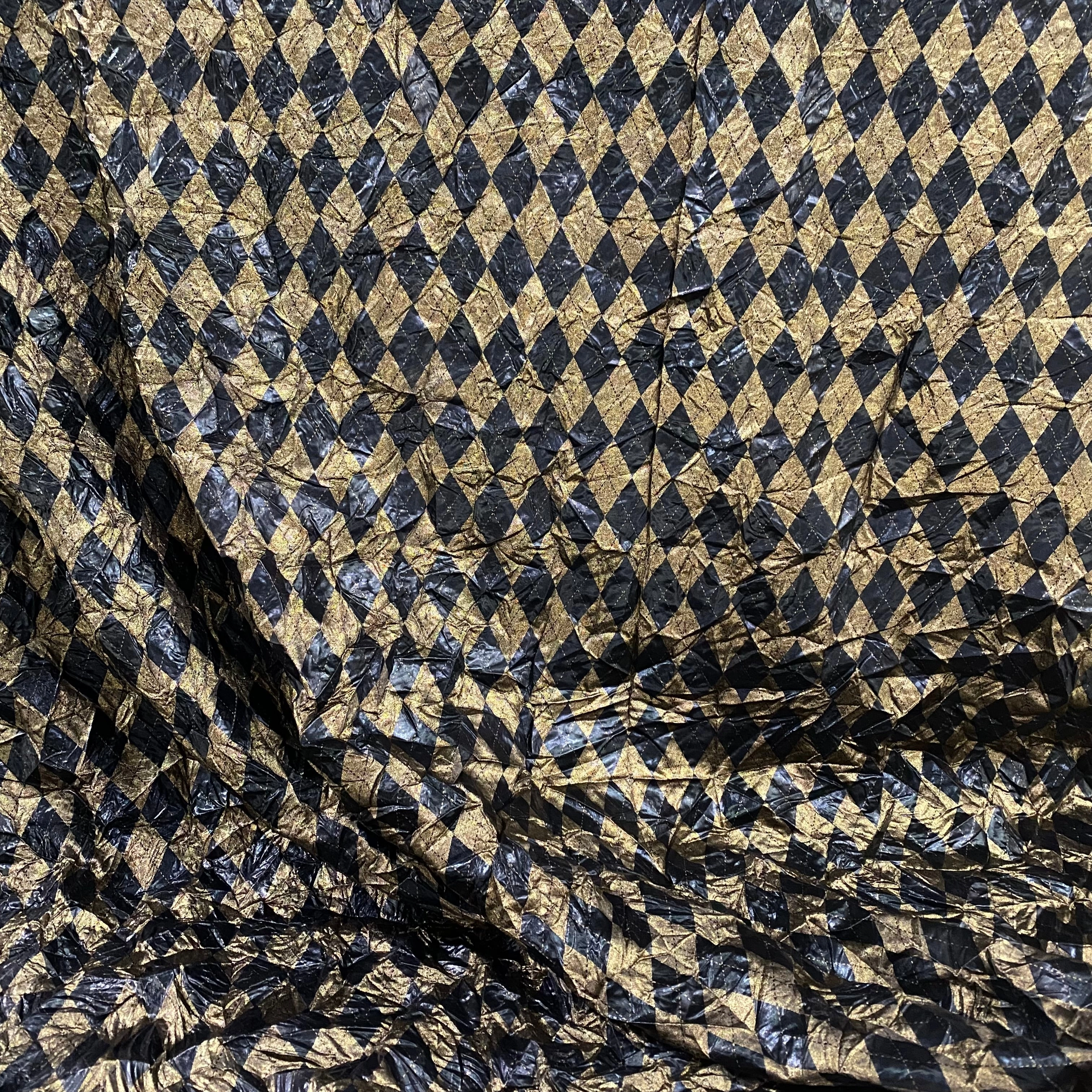Metallic Foil Harlequin Argyle - Black / Gold