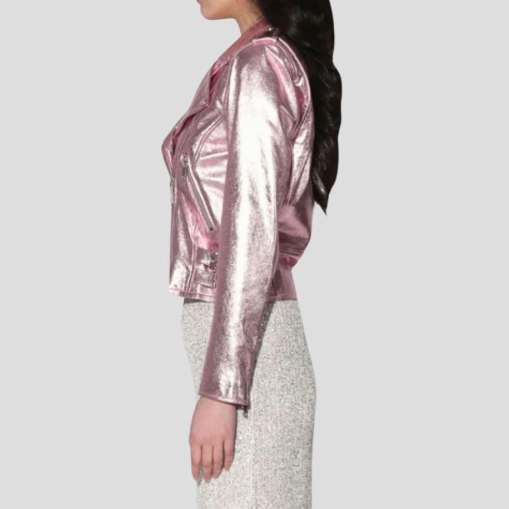 Metallic Jacket With Zipper For Women In Modern Designs