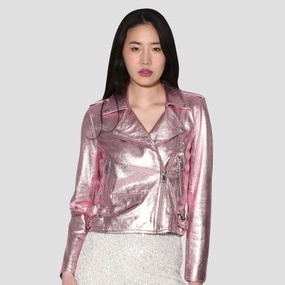 Metallic Jacket With Zipper For Women In Modern Designs