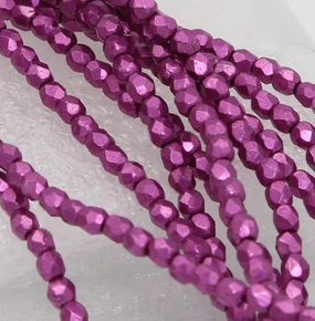 Metallic Pink Yarrow - 2mm Fire Polished Beads