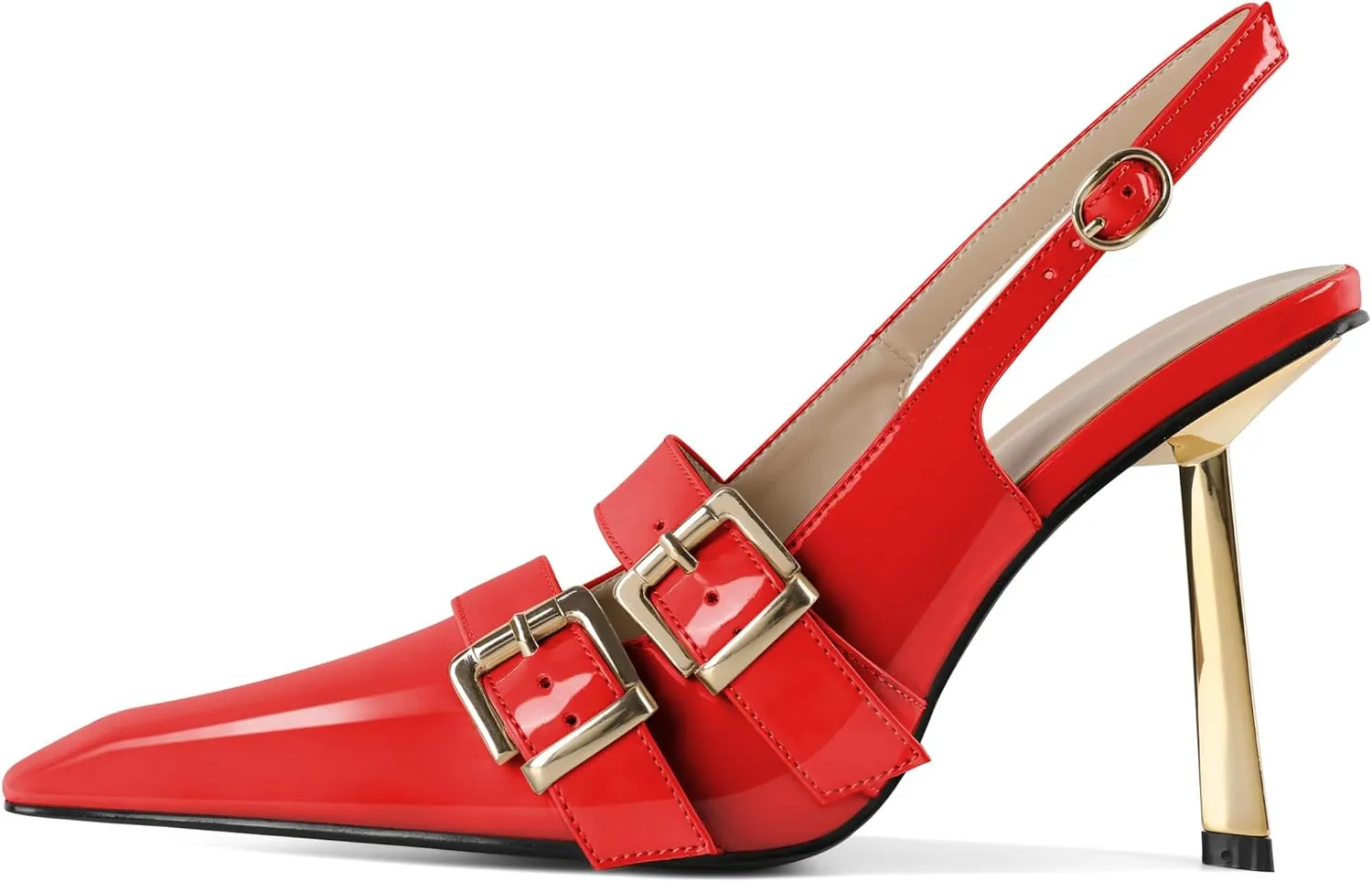 Mettesally Women Slingback Heels Pumps Shoes High Heels Stilettos Square Toe for Women Dressy Shoes 4 Inches