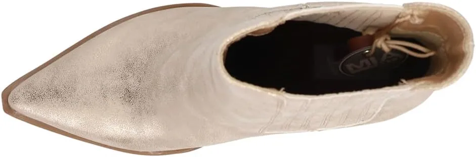 MIA Womens Prairie Metallic Pointed Toe Chelsea Casual Boots Ankle Low Heel 1-2" - Gold