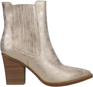 MIA Womens Prairie Metallic Pointed Toe Chelsea Casual Boots Ankle Low Heel 1-2" - Gold
