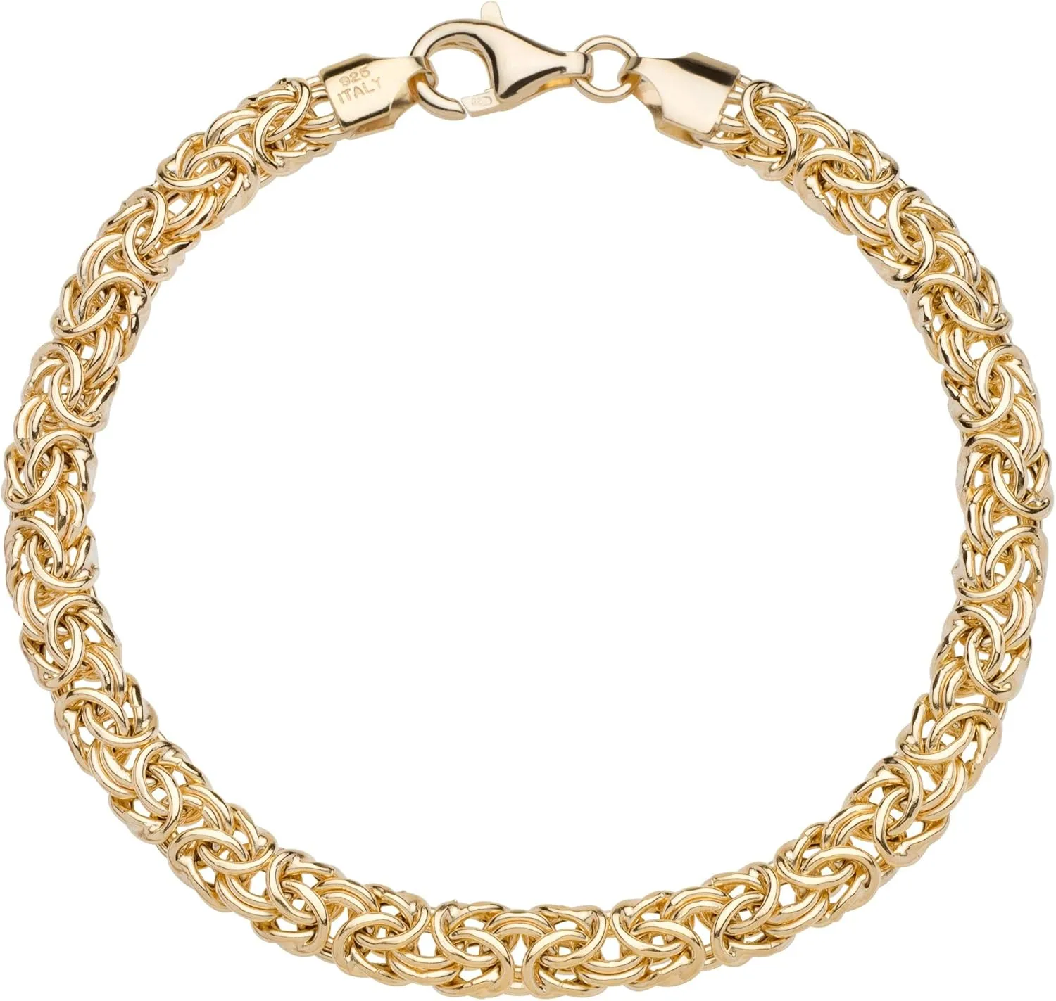 Miabella Italian 18K Gold Over 925 Sterling Silver Byzantine Bracelet for Women Handmade in Italy
