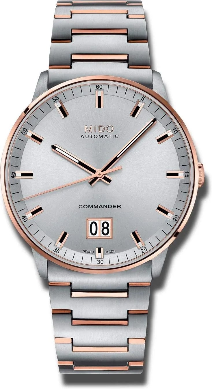 Mido Commander Big Date - Swiss Automatic Watch for Men - Silver Dial - Case 42mm - M0216262203100