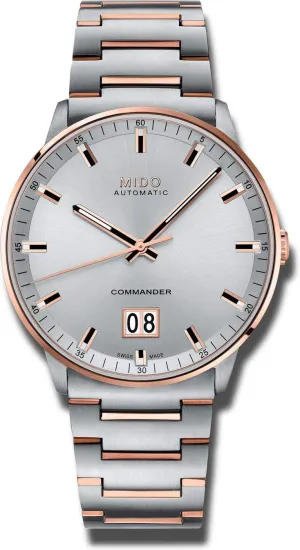 Mido Commander Big Date - Swiss Automatic Watch for Men - Silver Dial - Case 42mm - M0216262203100