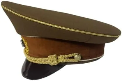 Military Visor Cap, Wehrmacht General Officer Style, Field Gray with Gold Trim, WW2 Replica