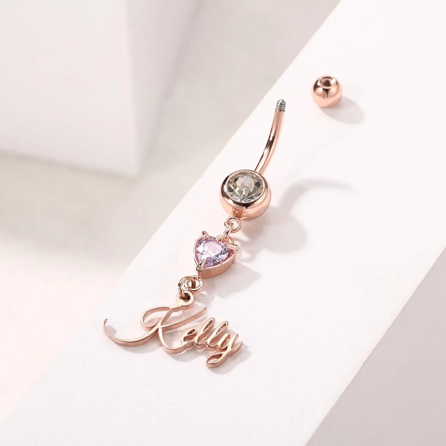 MMXX Custom Belly Ring for Women Personalized Name Initial Belly Button Ring with Heart Birthstone Nameplate Piercing Jewelry Elegant Gift for Birthday Gifts for Girlfriend, Wife
