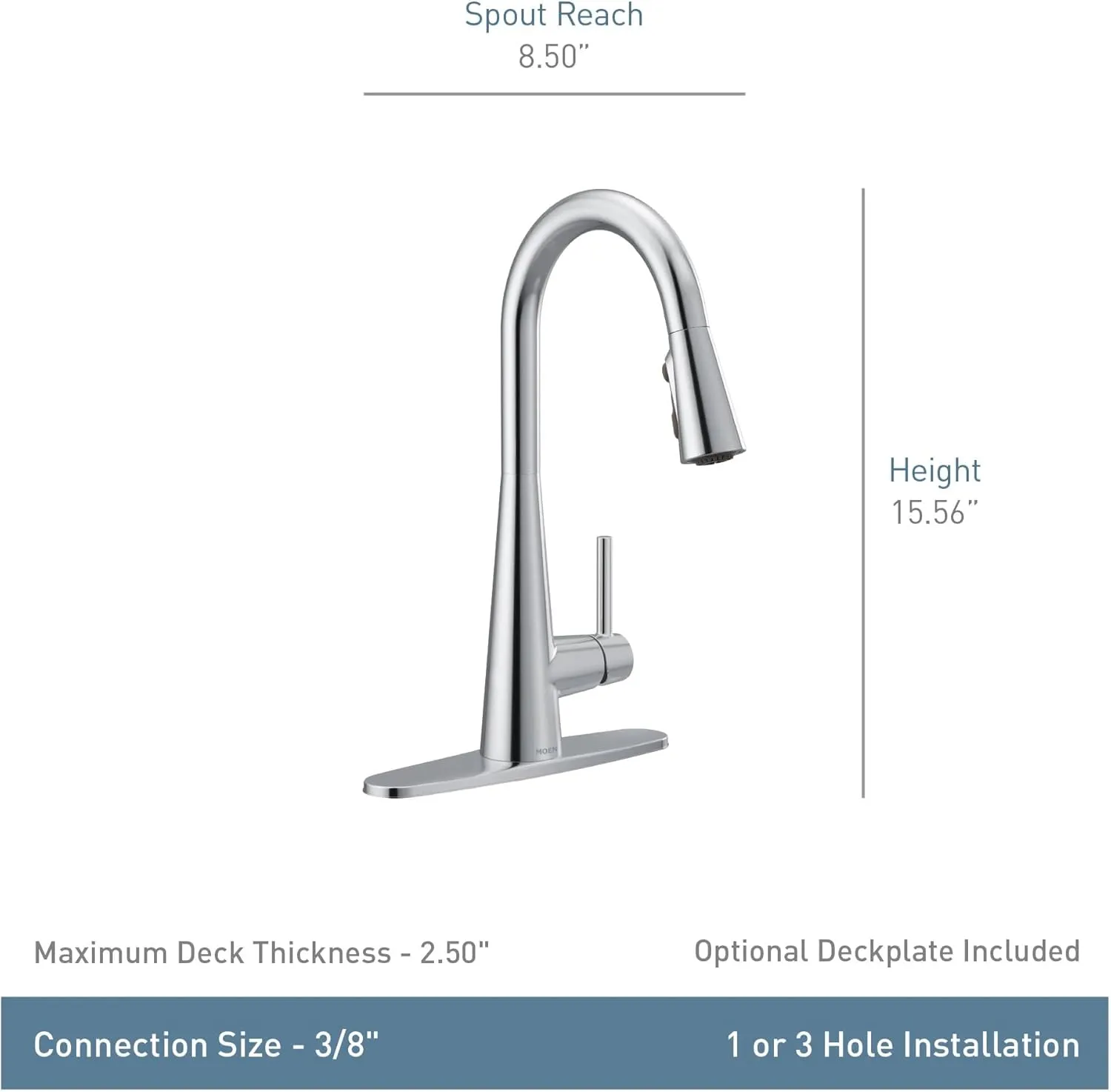 Moen 7864BG Accessories One Handle High Arc Pulldown Modern Kitchen Faucet Featuring Power Boost, Brushed Gold