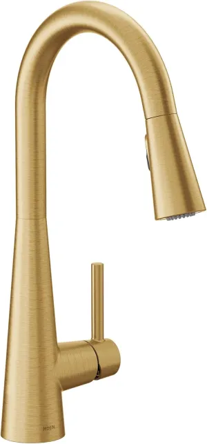 Moen 7864BG Accessories One Handle High Arc Pulldown Modern Kitchen Faucet Featuring Power Boost, Brushed Gold