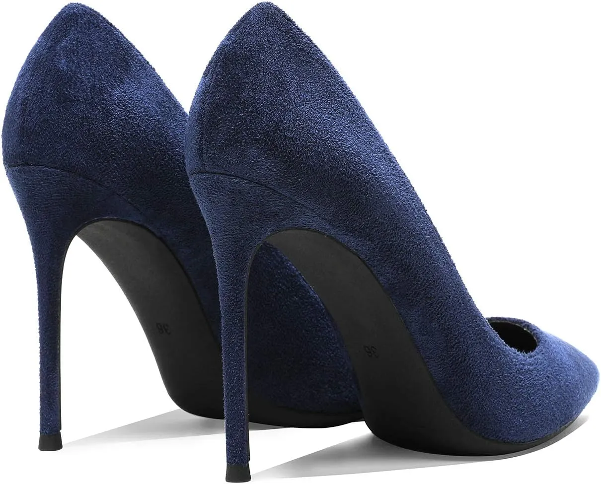 MOOMMO Women Satin High Heel Pumps Pointed Toe Sexy Stilettos 4 inch Slip On Formal Dress Shoes for Ladies Wedding Party Evening Work 4-13 M US