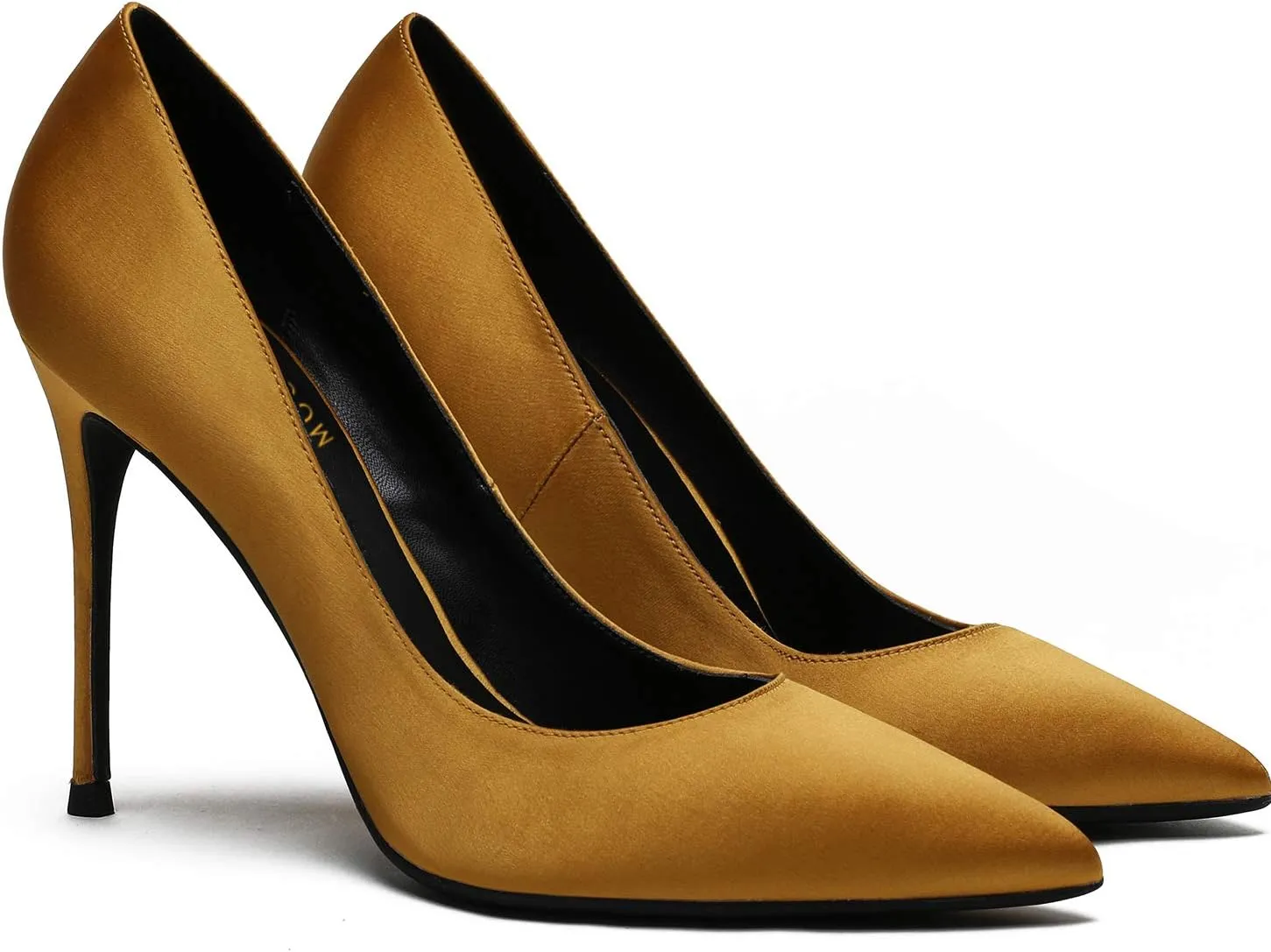 MOOMMO Women Satin High Heel Pumps Pointed Toe Sexy Stilettos 4 inch Slip On Formal Dress Shoes for Ladies Wedding Party Evening Work 4-13 M US