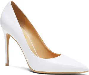 MOOMMO Women Satin High Heel Pumps Pointed Toe Sexy Stilettos 4 inch Slip On Formal Dress Shoes for Ladies Wedding Party Evening Work 4-13 M US
