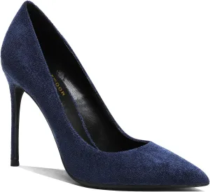 MOOMMO Women Satin High Heel Pumps Pointed Toe Sexy Stilettos 4 inch Slip On Formal Dress Shoes for Ladies Wedding Party Evening Work 4-13 M US