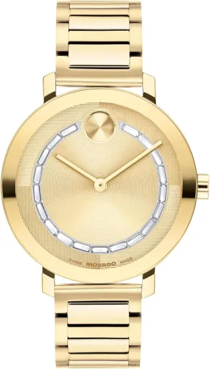 Movado Bold Evolution 2.0 Women's Luxury Quartz Watch - Swiss Movement, Stainless Steel Bracelet, Water Resistance 30 Meters (3ATM) - Classic Timepiece - Gift for Her - 34mm