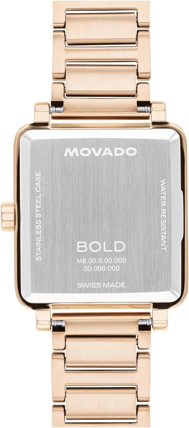 Movado Bold Evolution 2.0 Women's Luxury Tank Watch, Swiss Quartz Movement - Stainless Steel - Water-Resistant to 3ATM - Classic 28mm x 26mm Timepiece Gift for Her