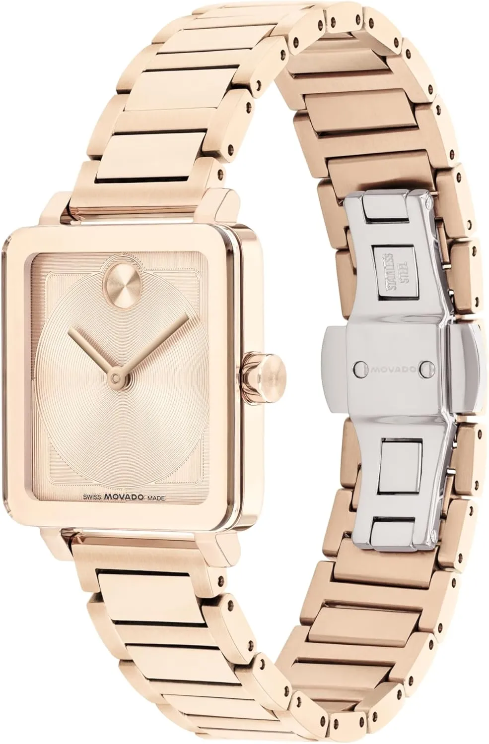 Movado Bold Evolution 2.0 Women's Luxury Tank Watch, Swiss Quartz Movement - Stainless Steel - Water-Resistant to 3ATM - Classic 28mm x 26mm Timepiece Gift for Her
