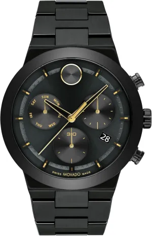 Movado Bold Fusion Men's Watch - Swiss Quartz Chronograph Movement, Stainless Steel Link Bracelet - 5 ATM Water Resistance - Luxury Fashion Timepiece for Him - 44mm