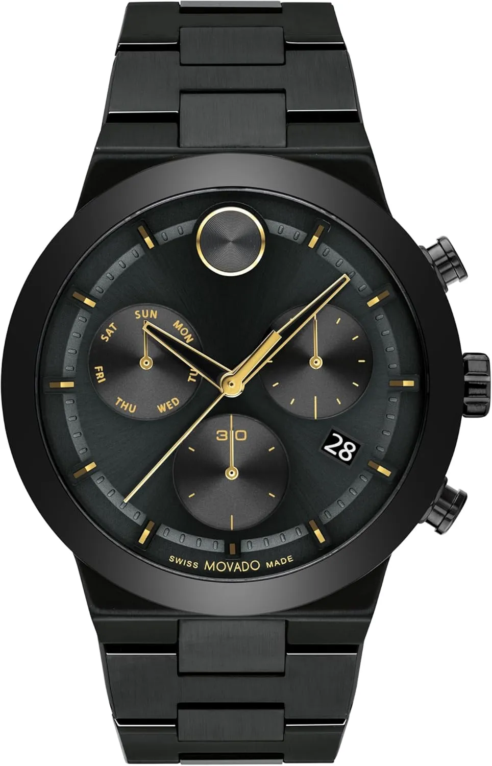 Movado Bold Fusion Men's Watch - Swiss Quartz Chronograph Movement, Stainless Steel Link Bracelet - 5 ATM Water Resistance - Luxury Fashion Timepiece for Him - 44mm
