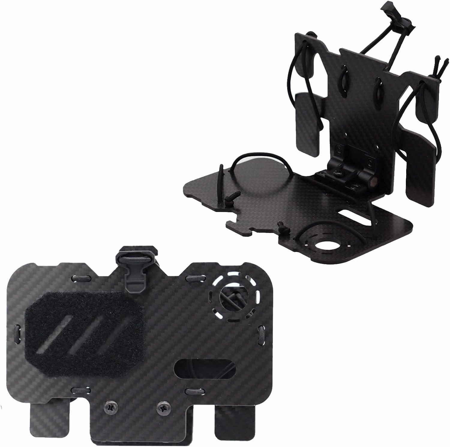 Multifunctional Carbon Fiber Navigation Board, Tactical Chest Portable Mobile Phone Holder, Upgraded MOLLE Chest Mounting Plate(Black,Size-1)