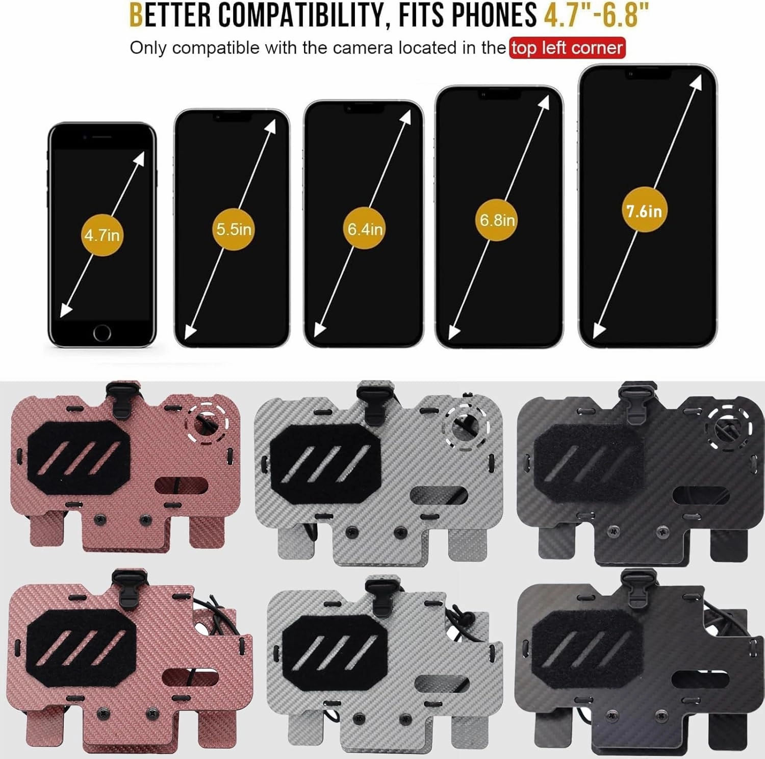 Multifunctional Carbon Fiber Navigation Board, Tactical Chest Portable Mobile Phone Holder, Upgraded MOLLE Chest Mounting Plate(Black,Size-1)