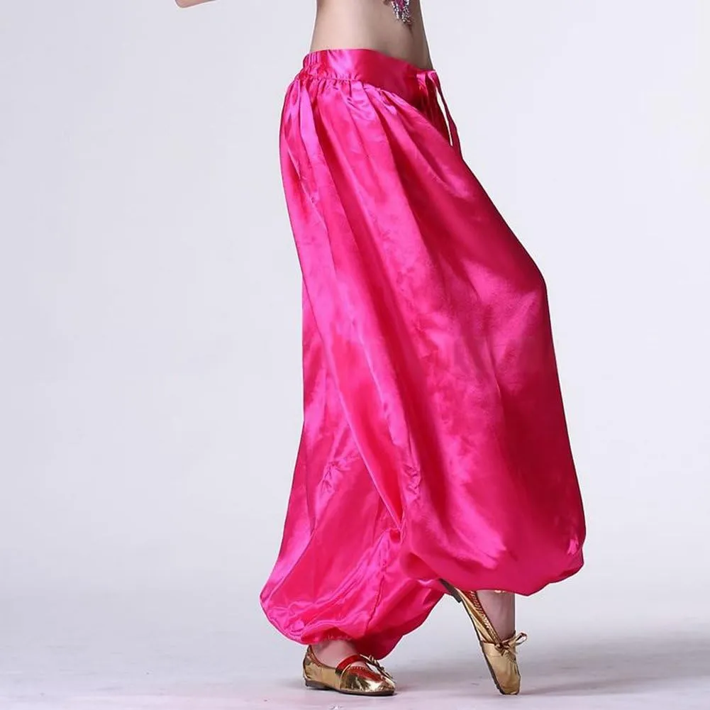 MUNAFIE Celebration of Spirit Palazzo Pant Metallic Praise Dance Pants Belly Dance Arab Carnival Satin Pants