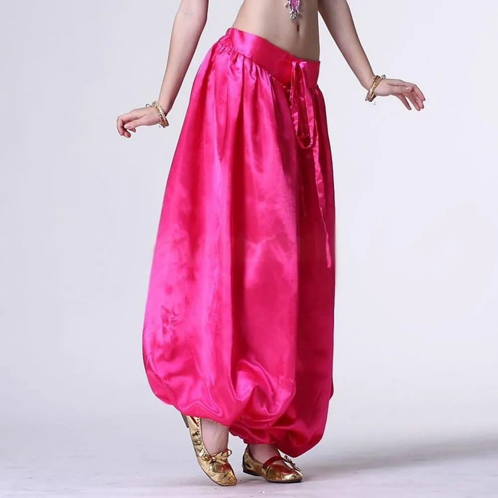 MUNAFIE Celebration of Spirit Palazzo Pant Metallic Praise Dance Pants Belly Dance Arab Carnival Satin Pants