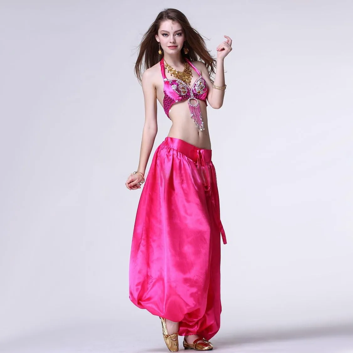 MUNAFIE Celebration of Spirit Palazzo Pant Metallic Praise Dance Pants Belly Dance Arab Carnival Satin Pants