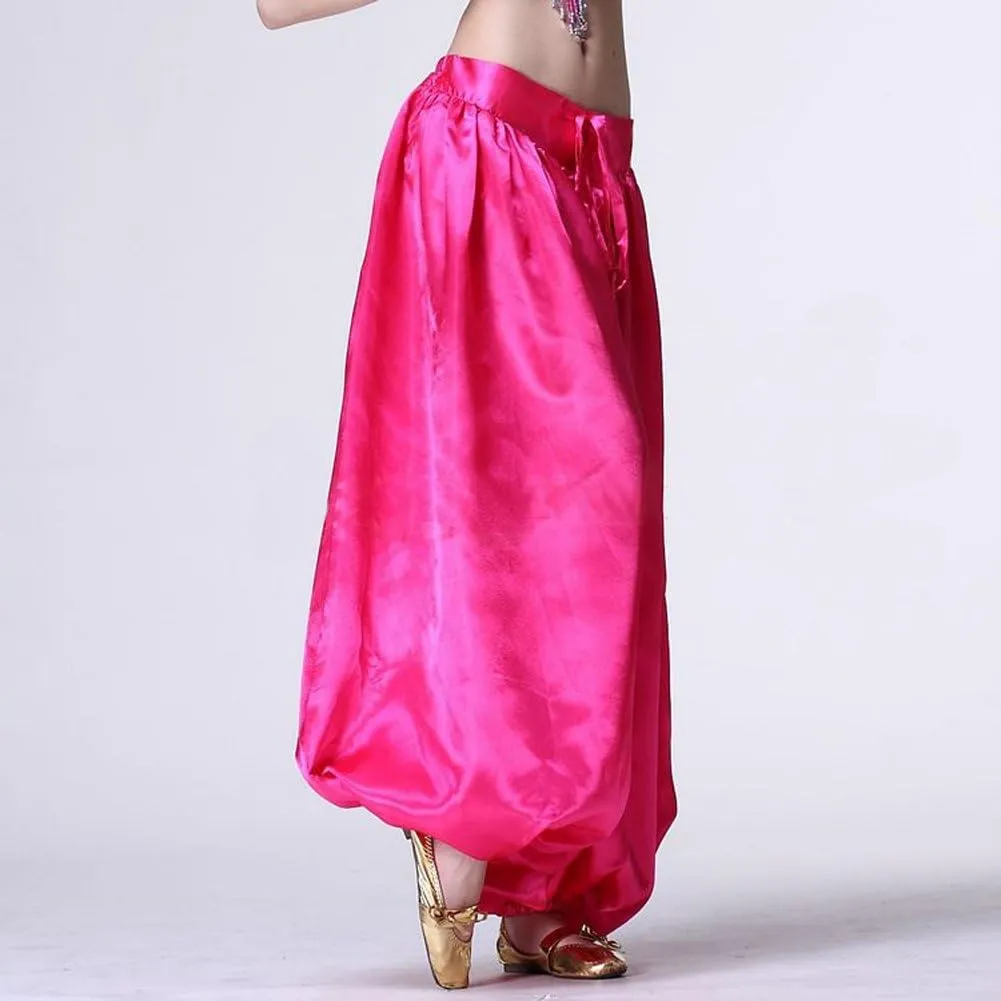MUNAFIE Celebration of Spirit Palazzo Pant Metallic Praise Dance Pants Belly Dance Arab Carnival Satin Pants