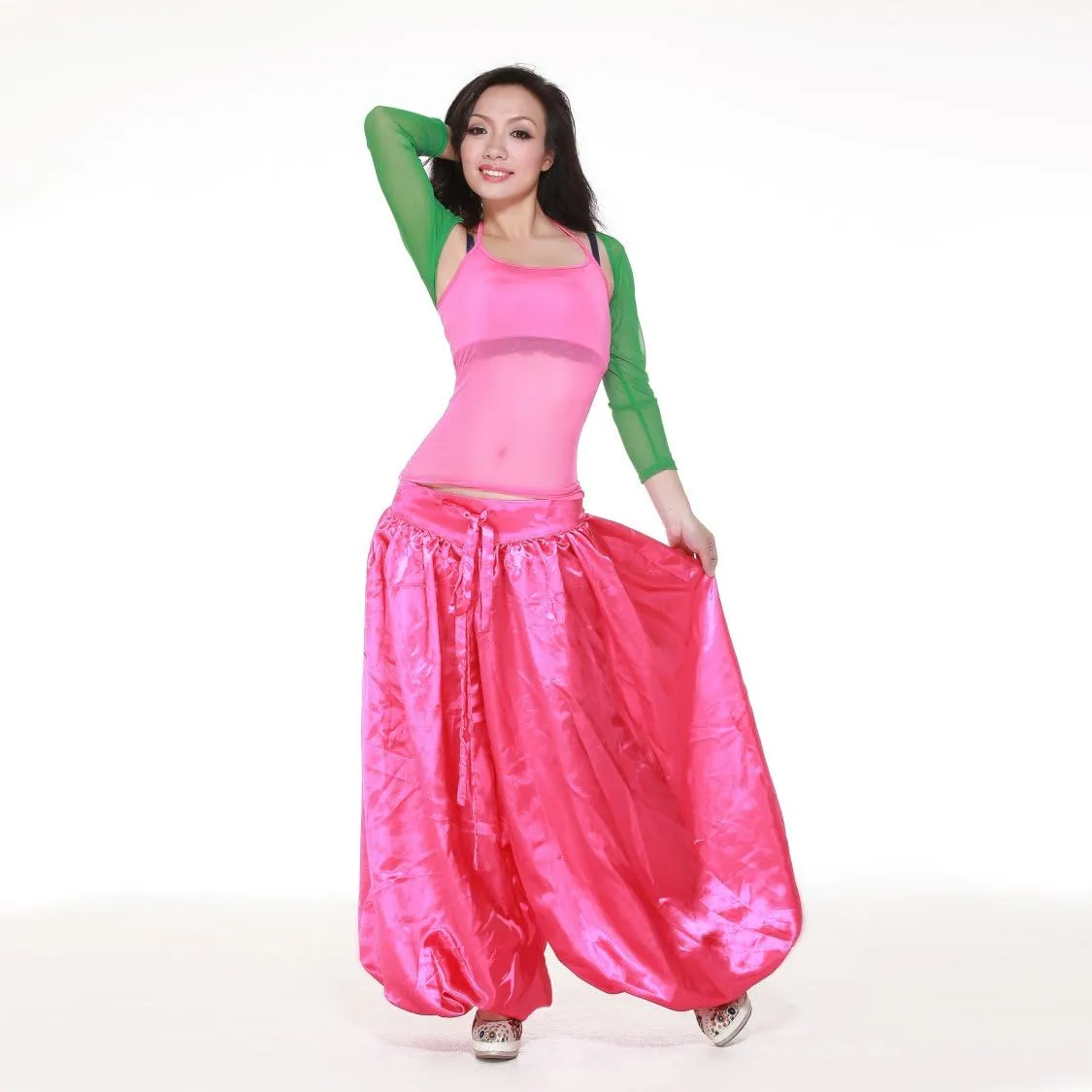 MUNAFIE Celebration of Spirit Palazzo Pant Metallic Praise Dance Pants Belly Dance Arab Carnival Satin Pants