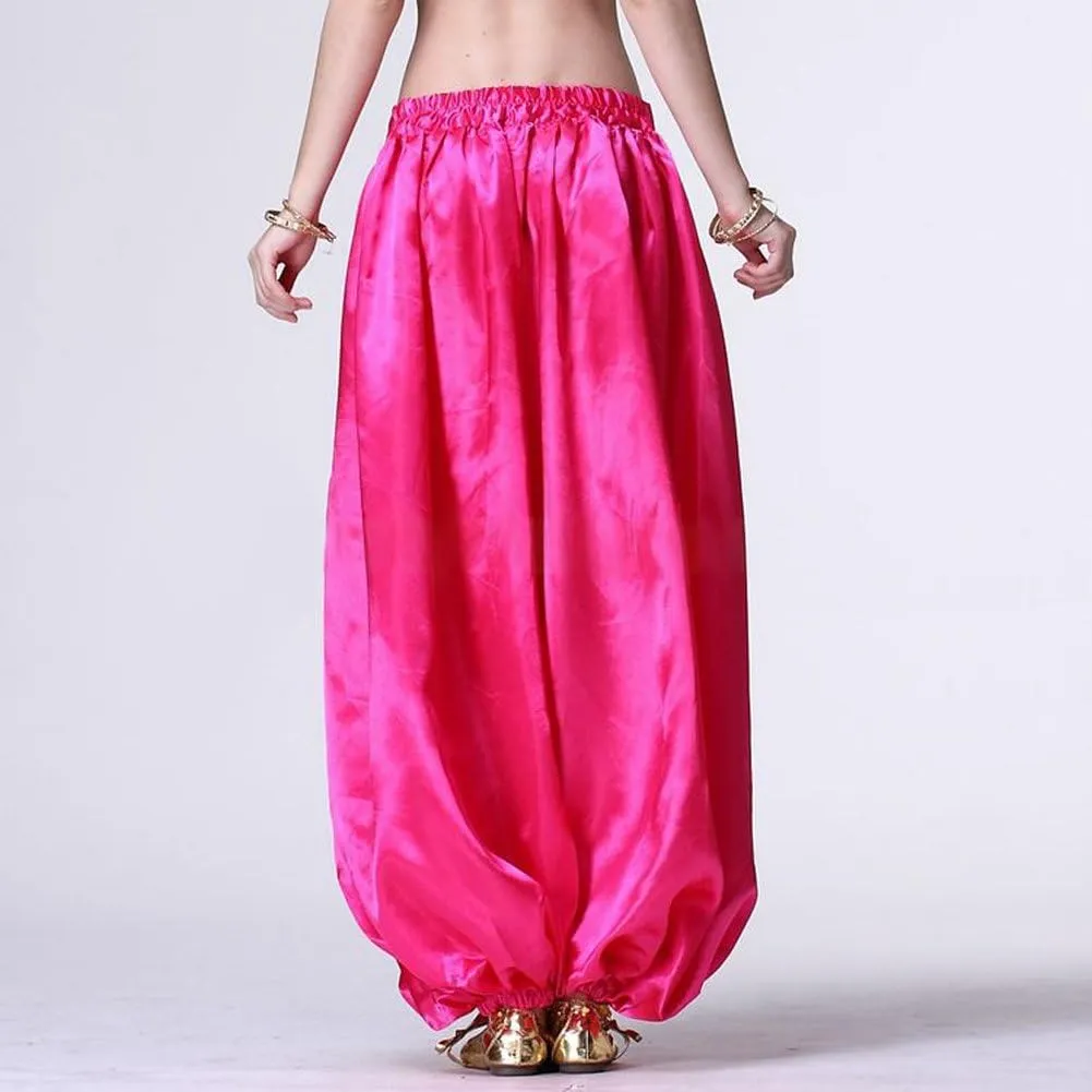 MUNAFIE Celebration of Spirit Palazzo Pant Metallic Praise Dance Pants Belly Dance Arab Carnival Satin Pants