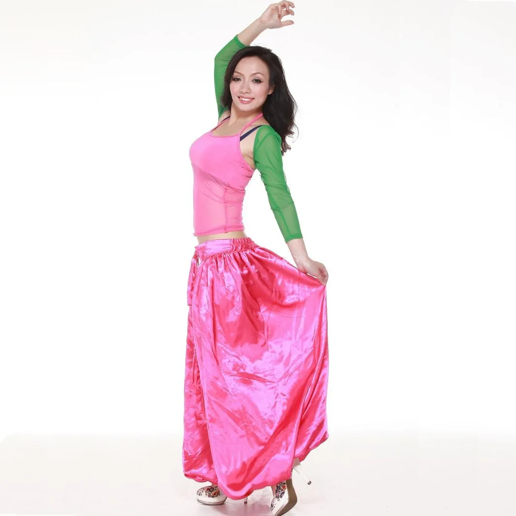 MUNAFIE Celebration of Spirit Palazzo Pant Metallic Praise Dance Pants Belly Dance Arab Carnival Satin Pants