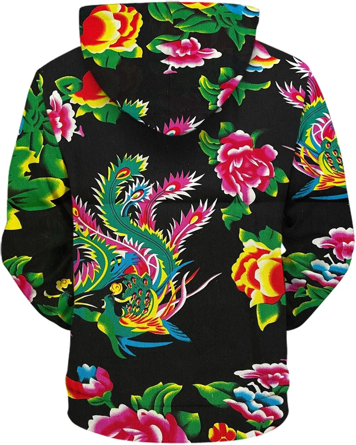 Muscularfit Big and Tall Hooded Sweatshirts for Men 2024 Fashion Floral Print Graphic Tee Shirts Casual Long Sleeve Pullover