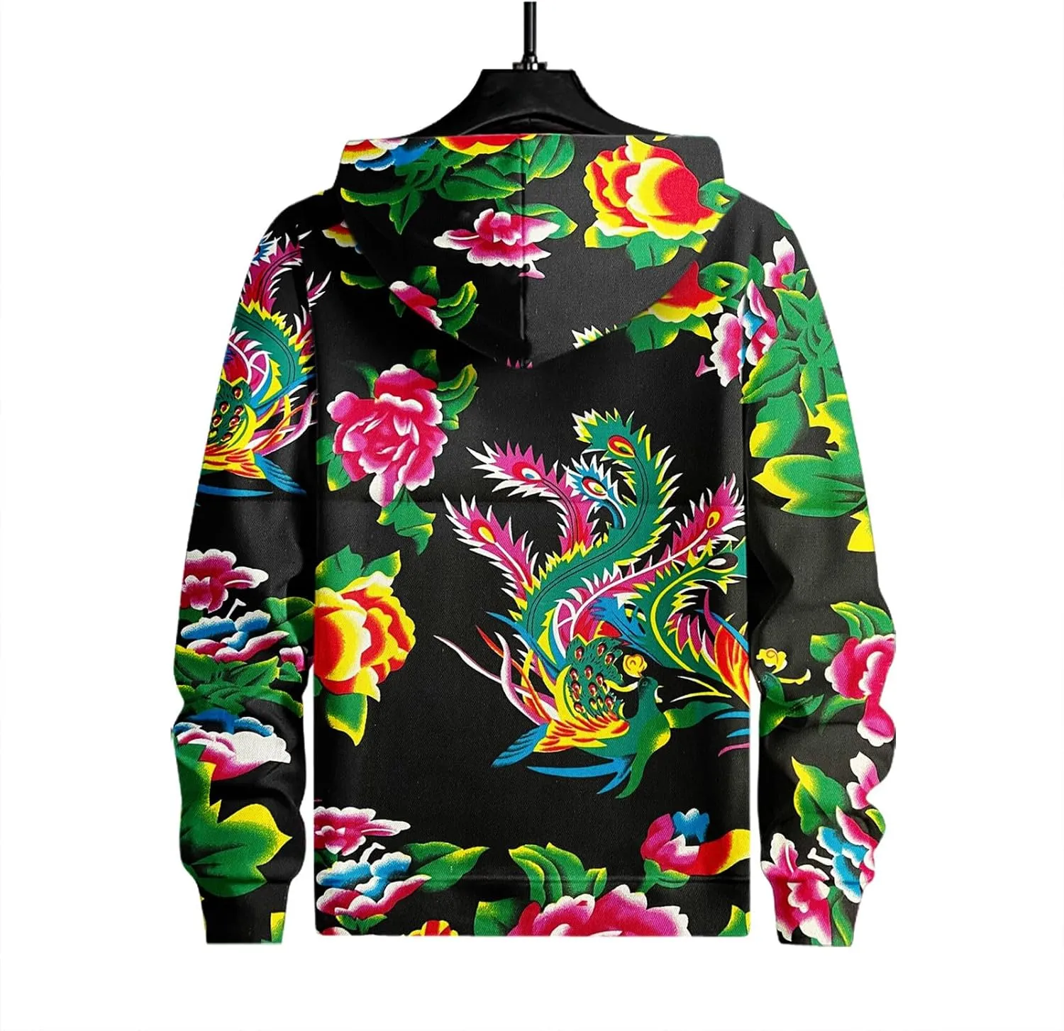 Muscularfit Big and Tall Hooded Sweatshirts for Men 2024 Fashion Floral Print Graphic Tee Shirts Casual Long Sleeve Pullover