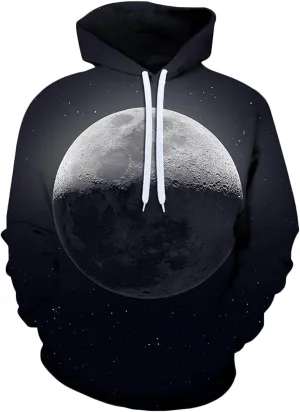 Muscularfit Hoodies for Men Graphic Design Galaxy Digital Print Crewneck Sweatshirts Pullover Casual Loose Sport Hooded Shirt