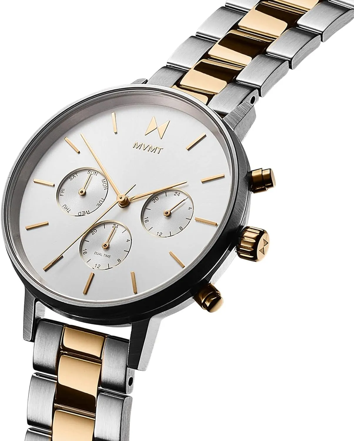 MVMT Nova - Dual Timezone Women’s Wristwatch - Minimalist Dress Watch for Women - 3 ATM/30 Meters Water-Resistant Timepiece - Stainless Steel Analog Women’s Watch with Interchangeable Bands - 38mm