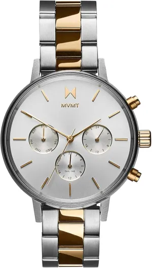 MVMT Nova - Dual Timezone Women’s Wristwatch - Minimalist Dress Watch for Women - 3 ATM/30 Meters Water-Resistant Timepiece - Stainless Steel Analog Women’s Watch with Interchangeable Bands - 38mm