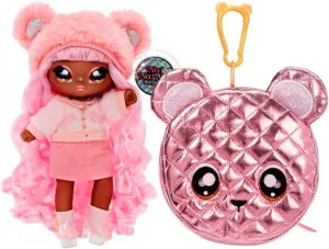 Na! Na! Na! Surprise Glam Series Cali Grizzly Fashion Doll and Metallic Bear Purse, Pink Hair, Cute Fuzzy Hat Outfit & Accessories, 2-in-1 Kids Gift, Toy for Girls and Boys Ages 5 6 7 8  Years