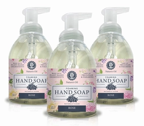 Nature's Oil Foaming Hand Soap, Rose, 10 Fluid Ounces (3 Pack)