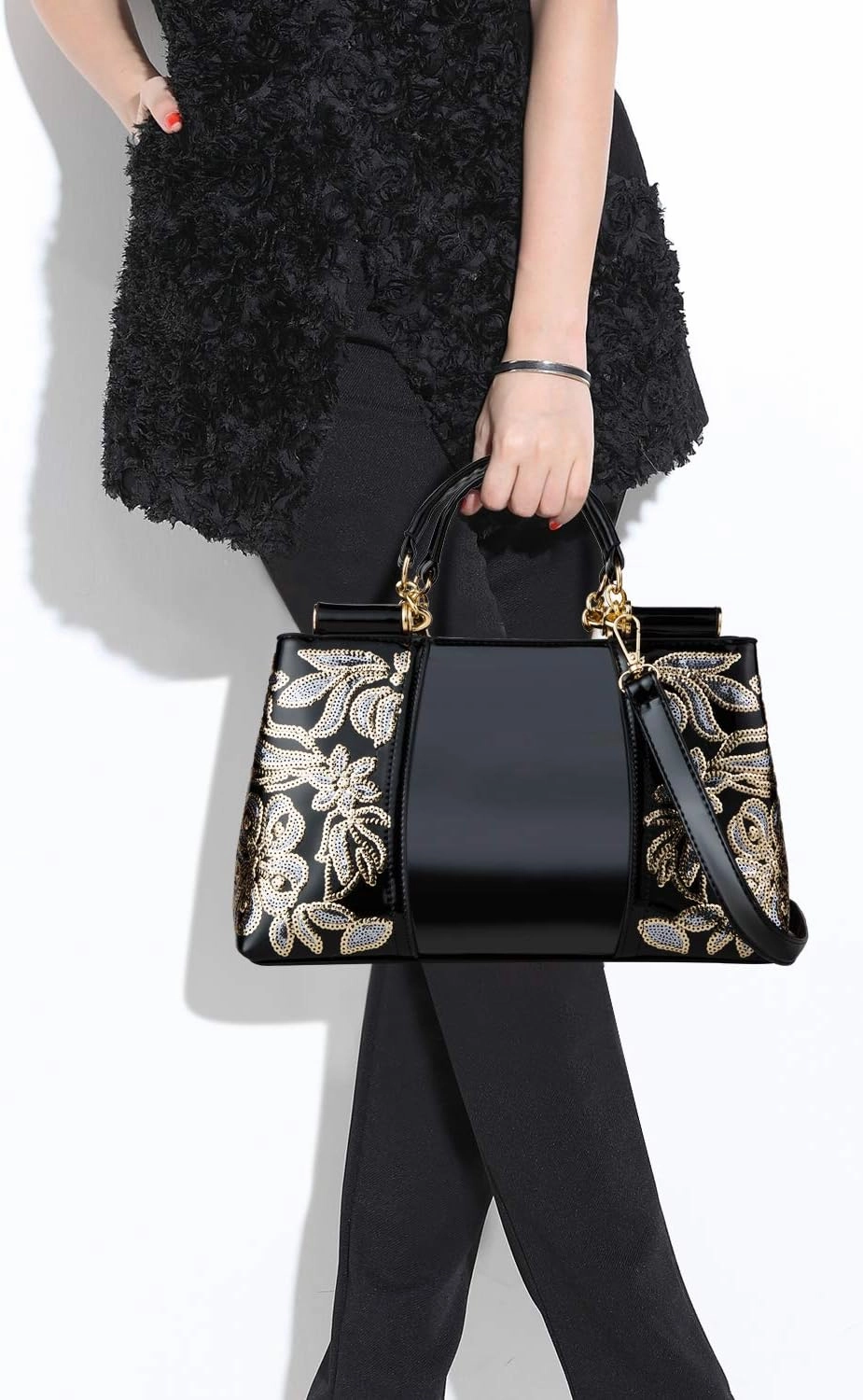 Nevenka Handbags For Women Patent Leather Designer Purse Suitable for Shopping Party Daily Use