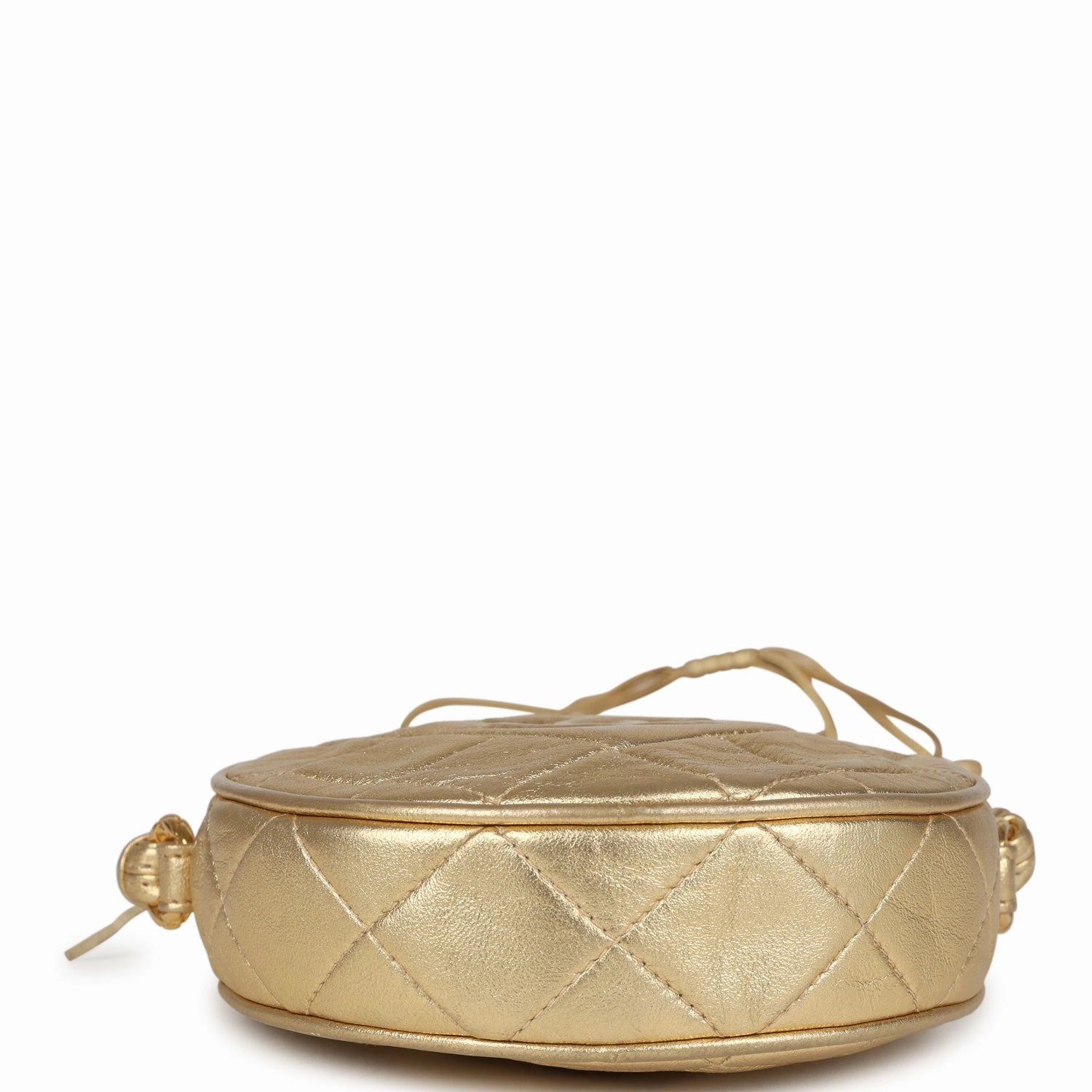 New Chanel Mini CC Round Crossbody Bag Gold Lambskin Gold Hardware