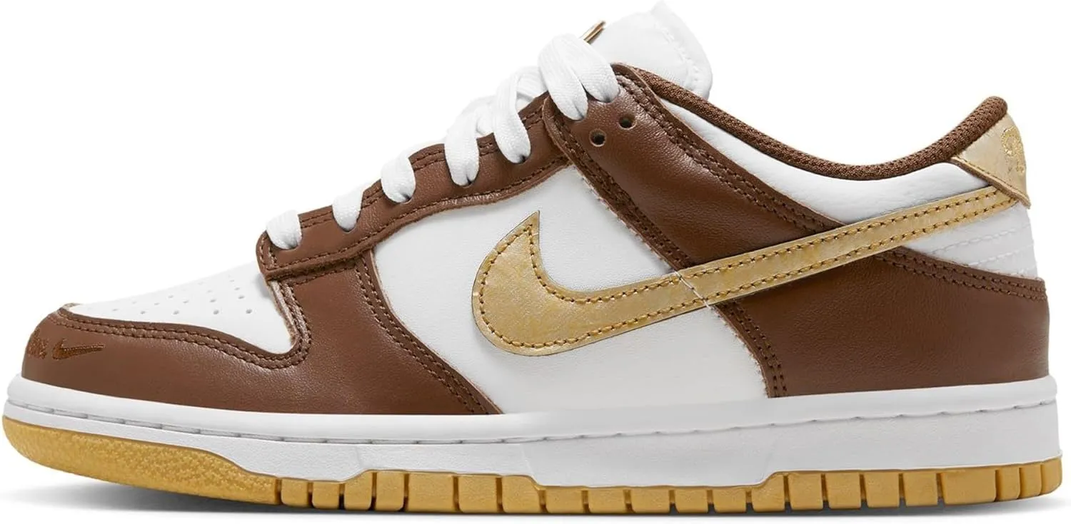 Nike Dunk Low Big Kids Shoes White/Metallic Gold-White Size-5.5