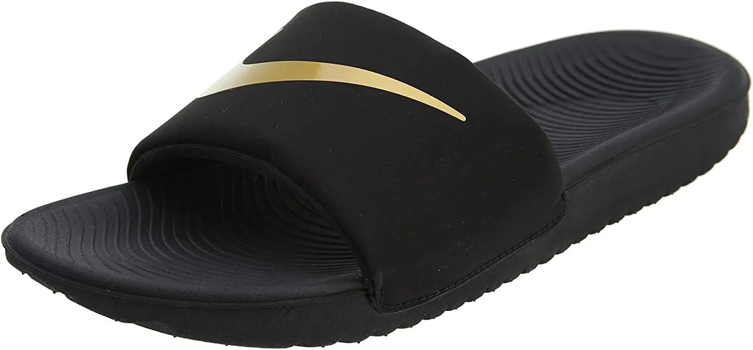 Nike Girls' Kawa Slide (GS/PS) Running Shoe (Black/Metallic Gold, Numeric_5)