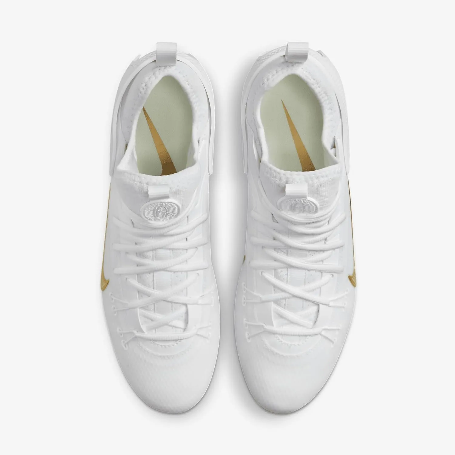 Nike Huarache 9 Elite Low LAX Lacrosse Cleats (FD0089-100, White/White/Metallic Vivid Gold)