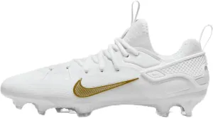 Nike Huarache 9 Elite Low LAX Lacrosse Cleats (FD0089-100, White/White/Metallic Vivid Gold)