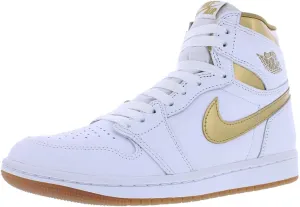 Nike Jordan 1 Retro Hi OG Women's Shoes (FD2596-107, White/Metallic Gold/Gum Light Brown)