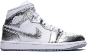 NIKE Jordan Women's Air 1 Mid SE White/Metallic Silver (FN5031 001) - 6