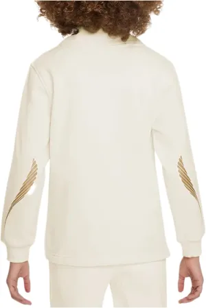Nike Sportswear Club Fleece Girls Long-Sleeve Funnel-Neck Top (US, Alpha, Medium, Regular, Coconut Milk/Metallic Gold)